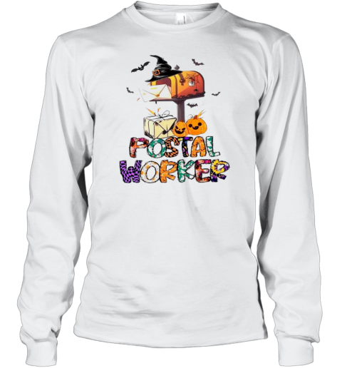 Halloween Postal Worker Mailbox Witch Hat Pumpkins T-Shirt