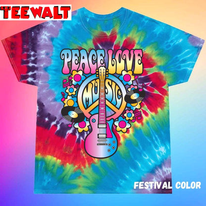 Peace, Love And Music Unisex Tie Dye Tee