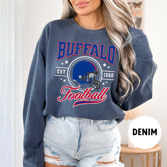 Comfort Colors Buffalo Football Sweatshirt - Vintage Crewneck Sweater