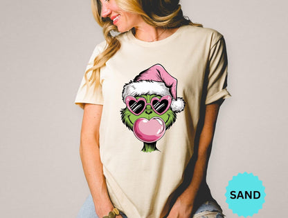 Retro Christmas Grinch With Pink Glasses Hoodie Sweatshirt