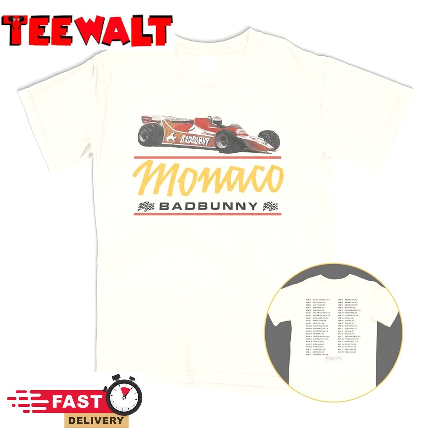 MONACO F1 Car Most Wanted Tour 2024 Merch T Shirt