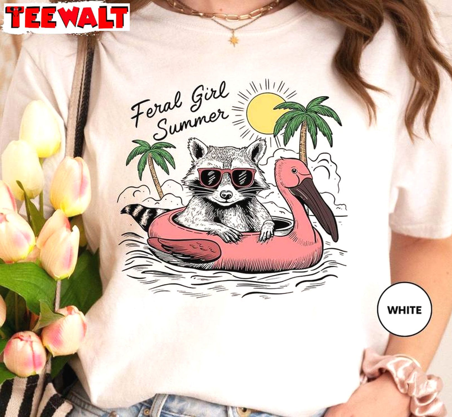 Funny Raccoon Unisex Hoodie, Comfort Feral Girl Summer Shirt Long Sleeve