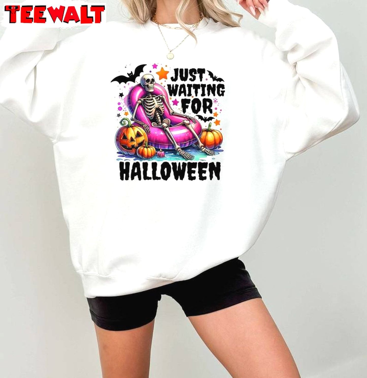 Halloween Skeleton Unisex Hoodie, Trendy Just Waiting For Halloween