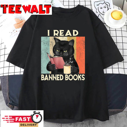 Cat I Read Banned Books Funny Bookworms Reading Book T-Shirt T-Shirt