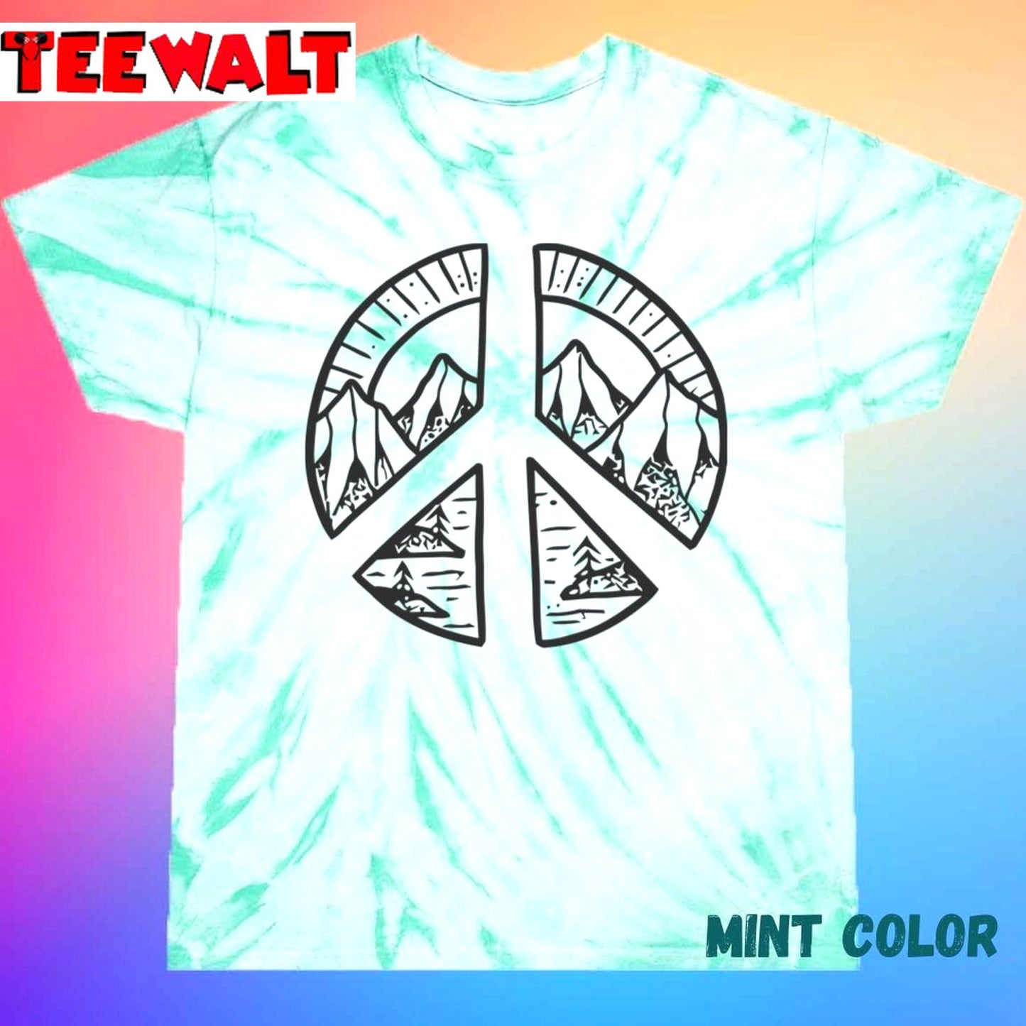 Peace Sign And Mountain Unisex Tie Dye Tee