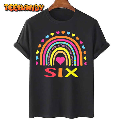 6 Years Old Rainbow 6th Birthday Gift For Girls Boys Kids T-Shirt