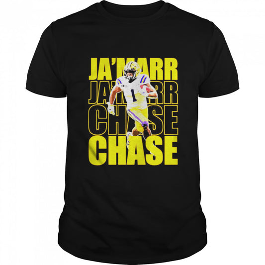 Yellow art Jas’Marr Chase typography Cincinnati bengals t-shirts