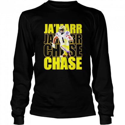 Yellow art Jas’Marr Chase typography Cincinnati bengals t-shirts