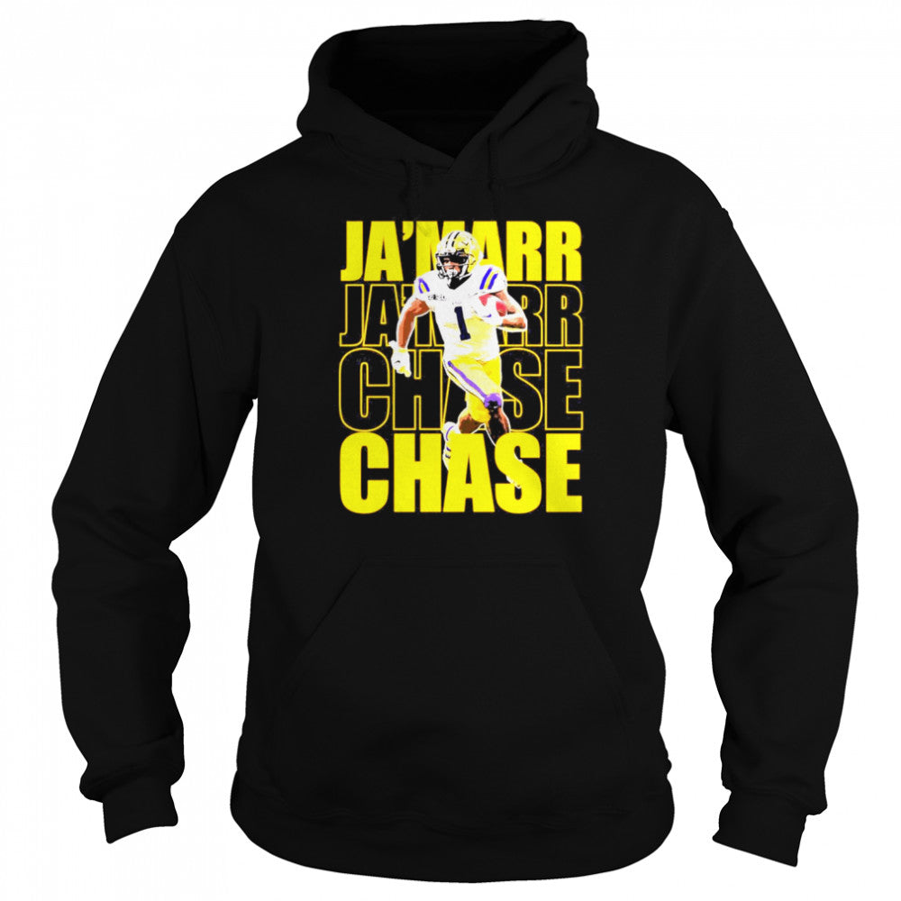 Yellow art Jas’Marr Chase typography Cincinnati bengals t-shirts