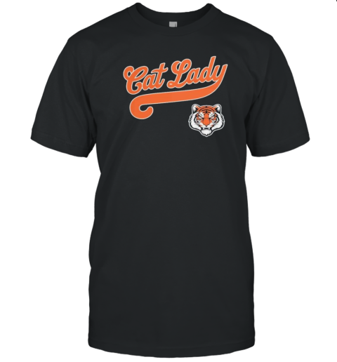 Cat Lady Baseball Script Tiger T-Shirt