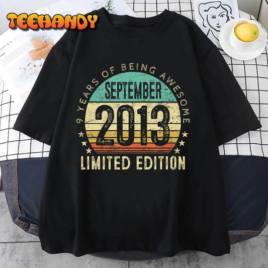 9 Year Old Vintage September 2013 9th Birthday Boy Girl T-Shirt