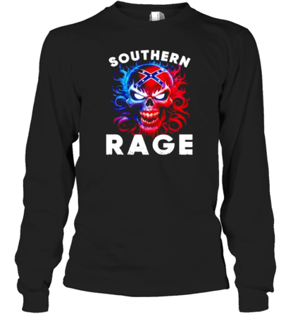 Confederate Flag Southern Rage Angry Skull T-Shirt