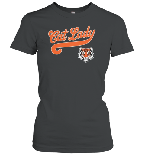 Cat Lady Baseball Script Tiger T-Shirt