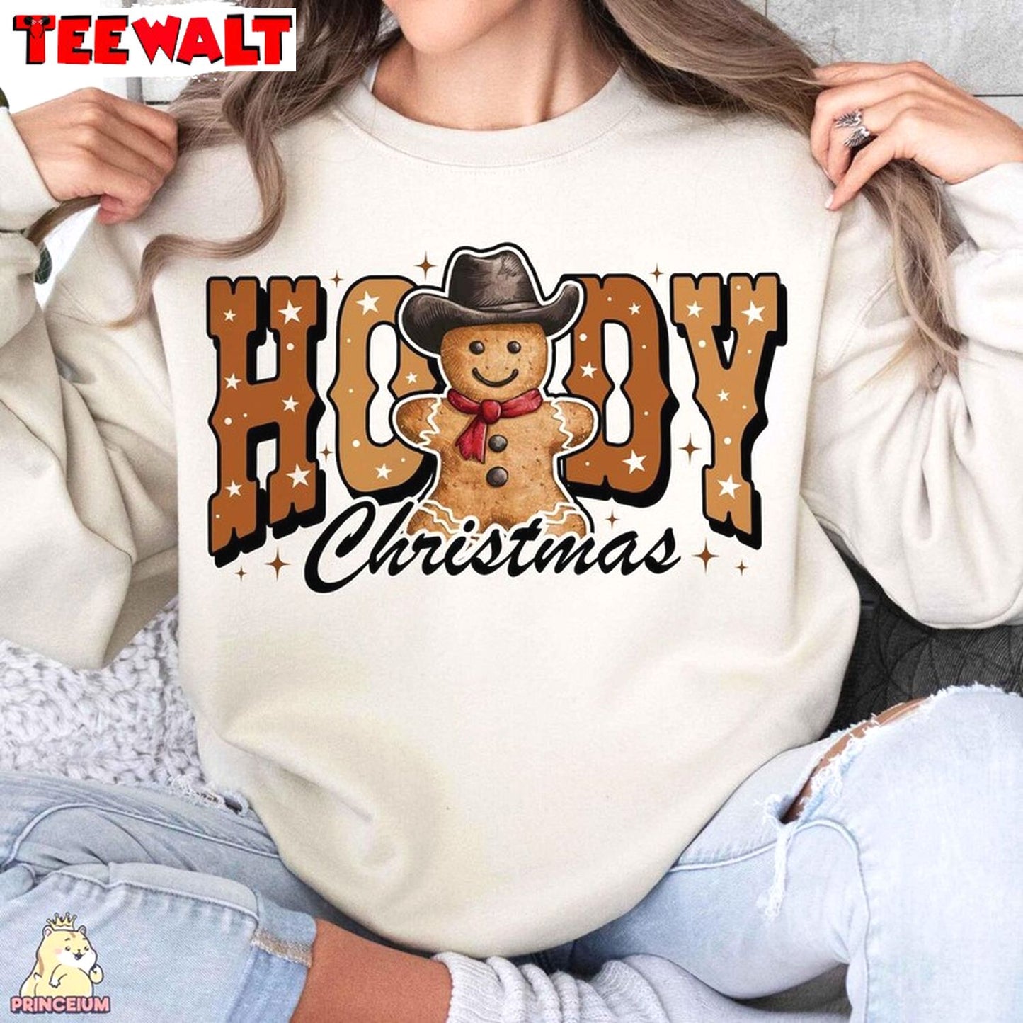 Howdy Christmas Gingerbread Man Sweatshirt, Western Retro Christmas Shirt