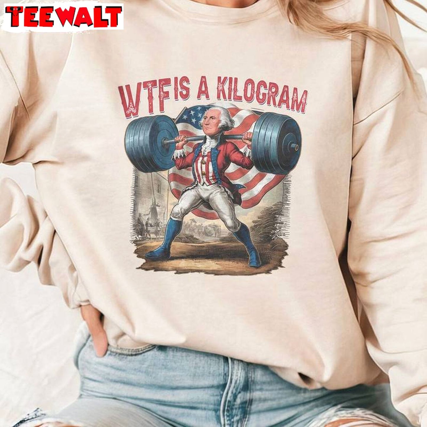 Funny George Washington Long Sleeve , Trendy Wtf Is A Kilometer Meme