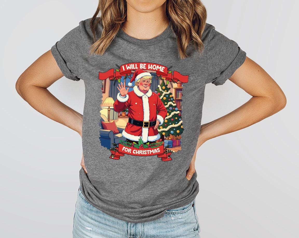 Trump Santa Homecoming Us Flag Tee