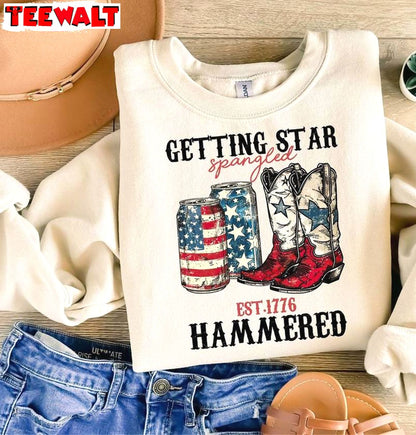 Comfort Getting Star Spangled Hammered Shirt, Groovy America Short Sleeve Crewneck