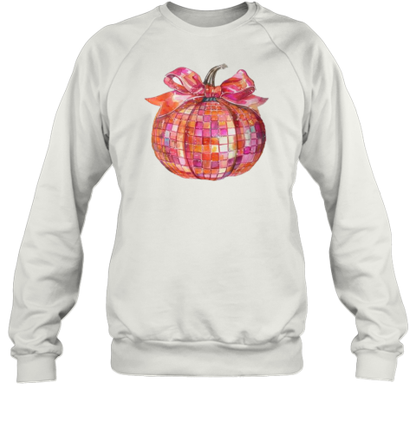 Cute Coquette Bow Disco Pumpkin Fall Autumn Halloween T-Shirt