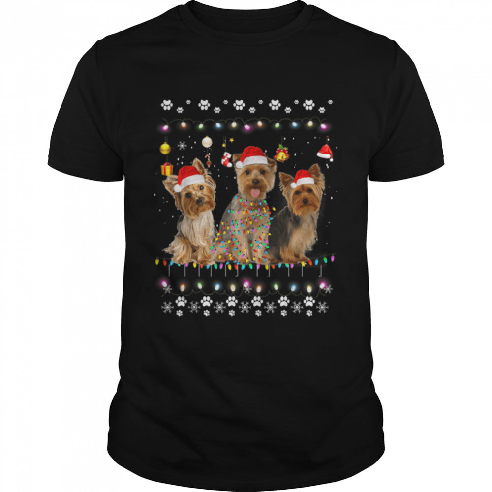 Yorkshire Terrier Dog Santa Tree Christmas Sweater Xmas Dogs T-Shirt B0BJVCY5L1s