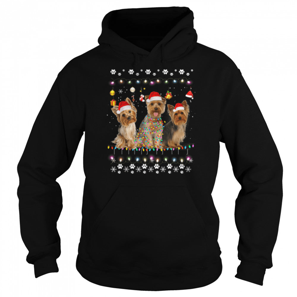 Yorkshire Terrier Dog Santa Tree Christmas Sweater Xmas Dogs T-Shirt B0BJVCY5L1s