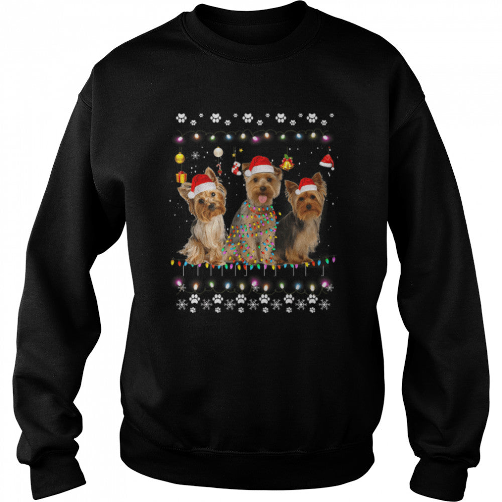 Yorkshire Terrier Dog Santa Tree Christmas Sweater Xmas Dogs T-Shirt B0BJVCY5L1s