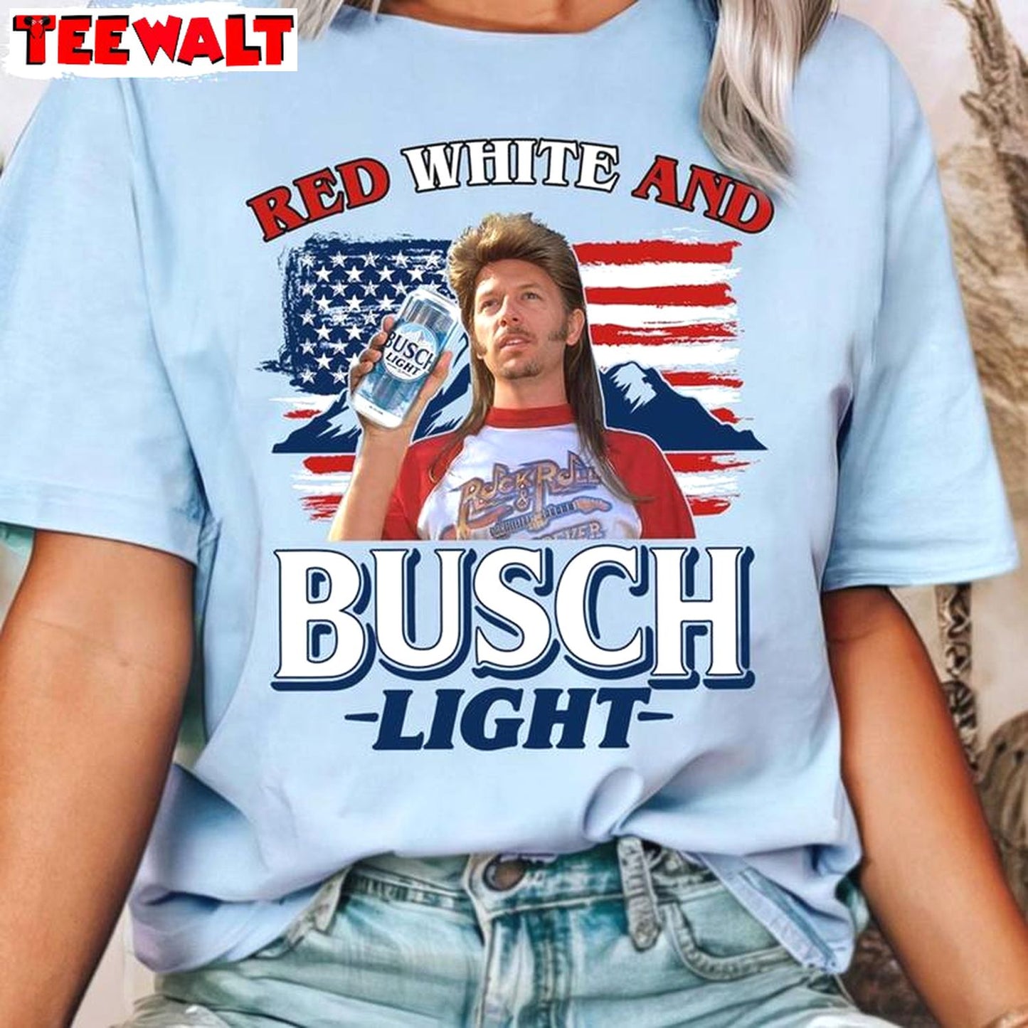 Joe Dirt Merica Sweatshirt , New Rare Red White And Busch Light Shirt Crewneck