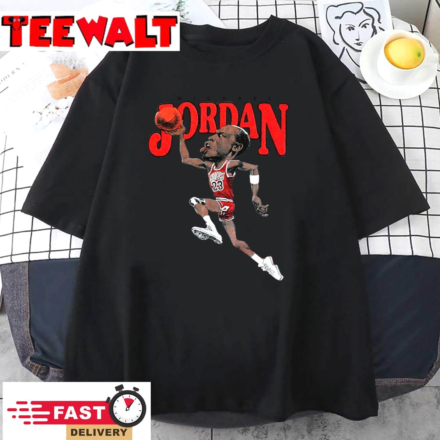 Vintage Michael JORDAN Cartoon Caricature UnisexT-Shirt