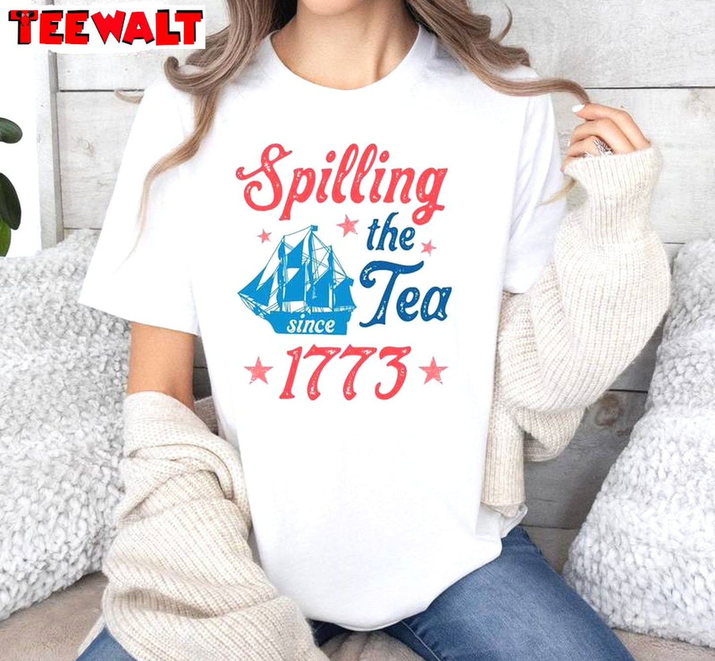 Trendy Usa Celebration Unisex Hoodie, Groovy Spilling Tea Since 1773