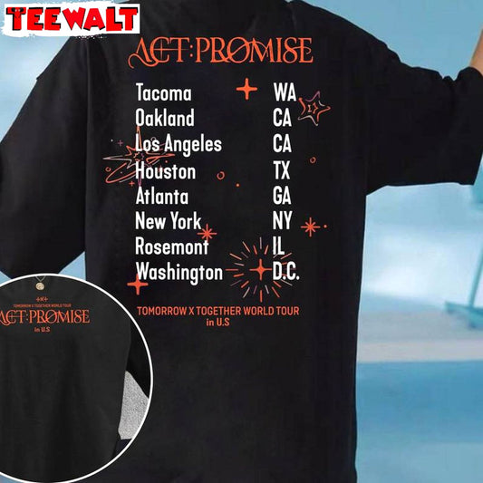 Comfort Txt Temptation Sweatshirt, Txt Act Promise Tour Short Sleeve Crewneck