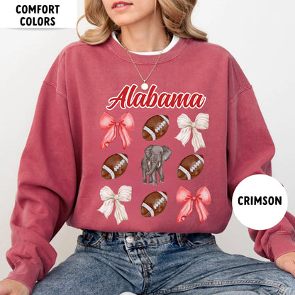 Alabama Football Comfort Sweatshirt, College Game Day Bow Shirt