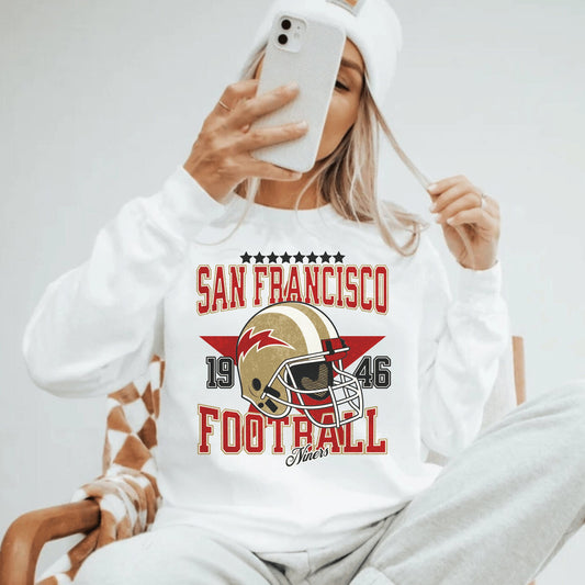 Nick Bosa San Francisco Football Sweatshirt, Vintage Niners Crewneck