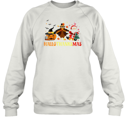 Happy Hallothanksmas Halloween Thanksgiving Christmas T-Shirt