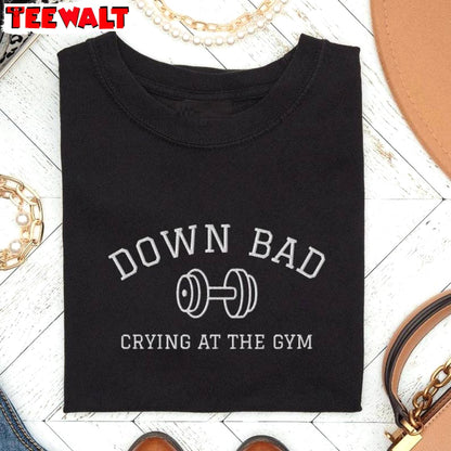 Down Bad Crying At The Gym Shirt , Tortured Poet Short Sleeve Hoodie