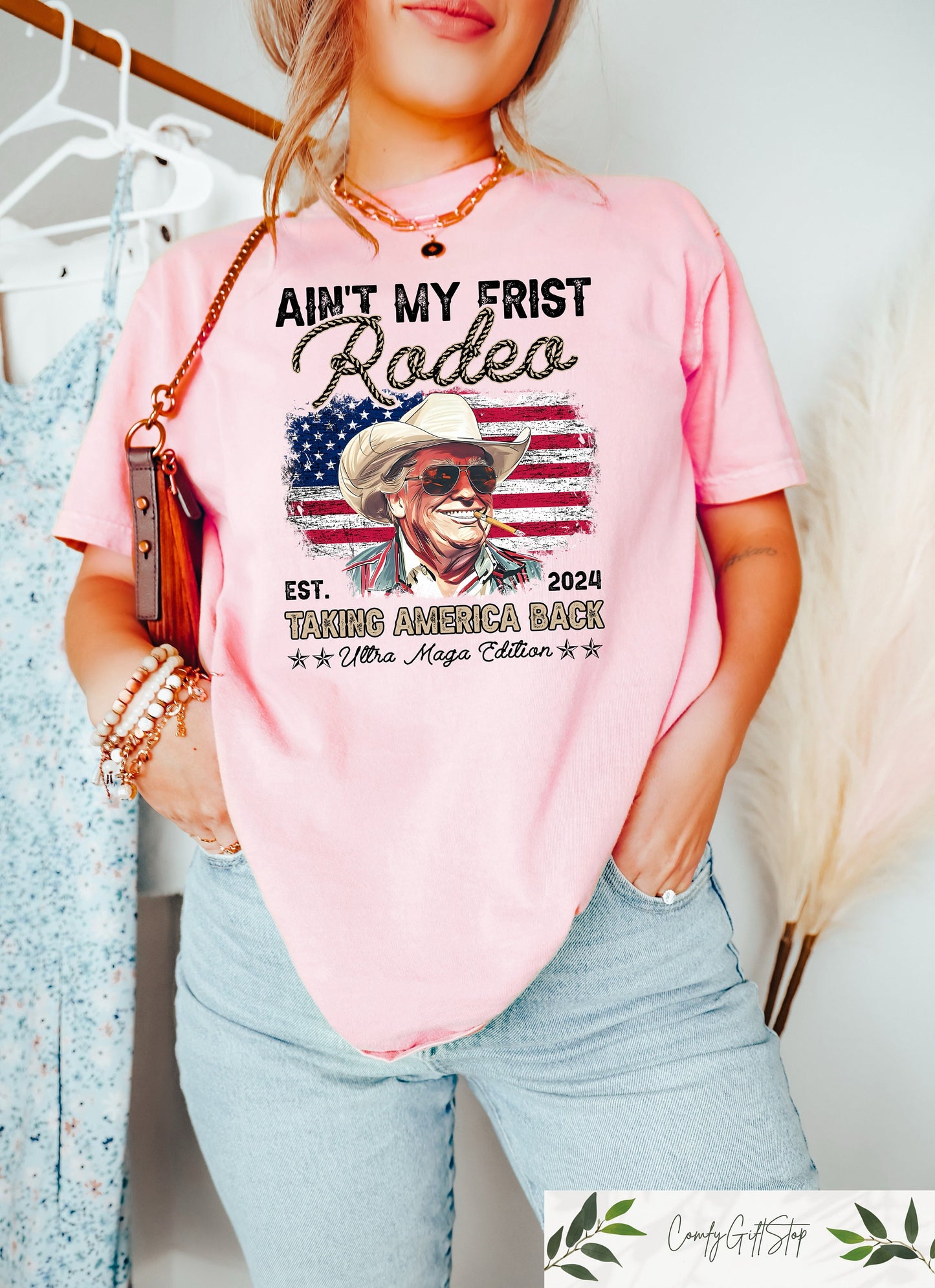 Retro Ain'T My First Rodeo Trump Cowboy T-Shirt, Gift