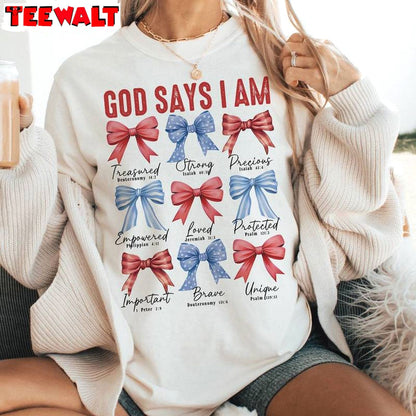 God Says I Am 4th Of July Comfort Shirt, Limited America Crewneck Sweater