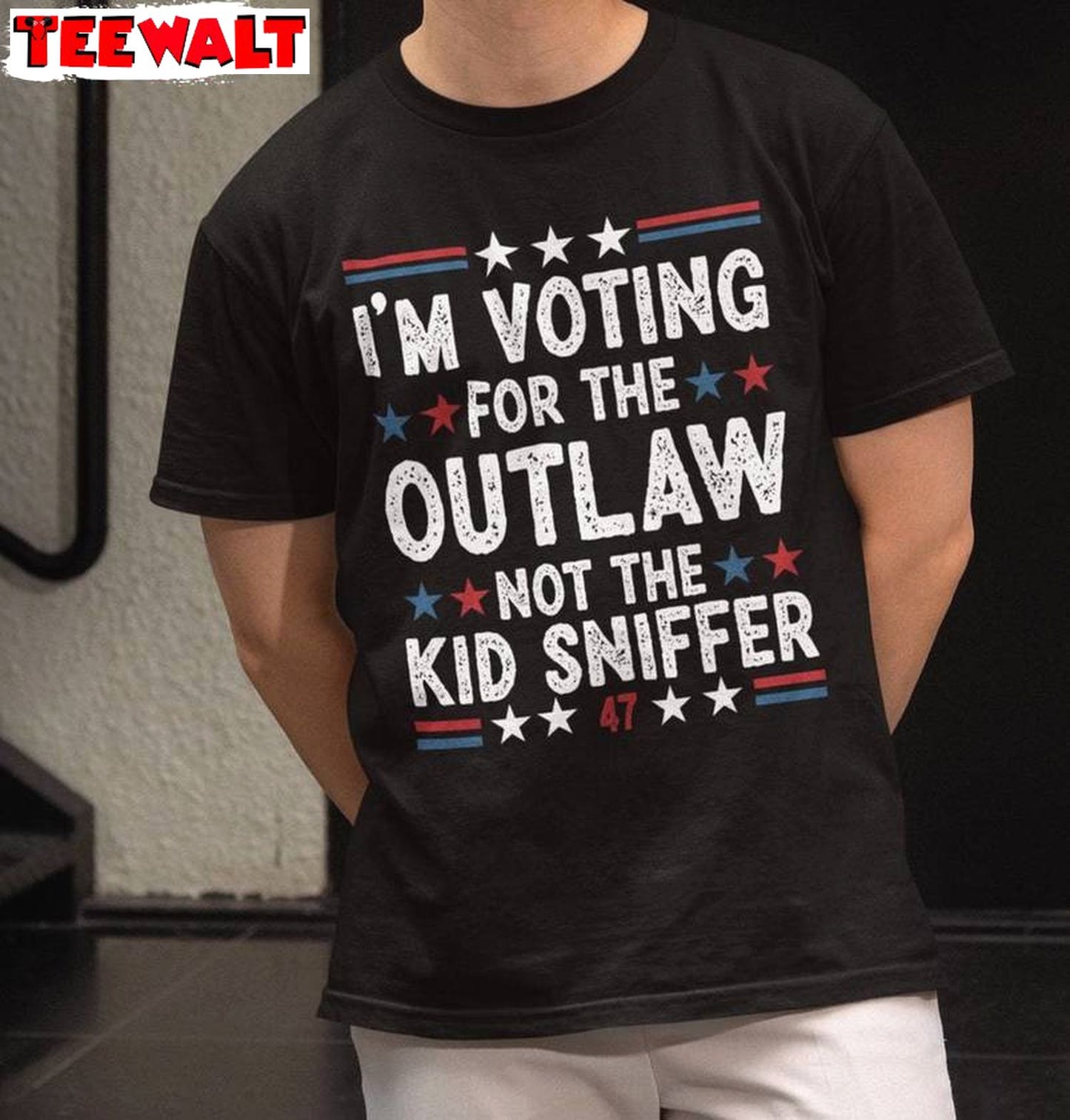 Comfort I'm Voting For The Outlaw Not The Kid Sniffer T-shirt, New Rare Political T Shirt Short Sleeve