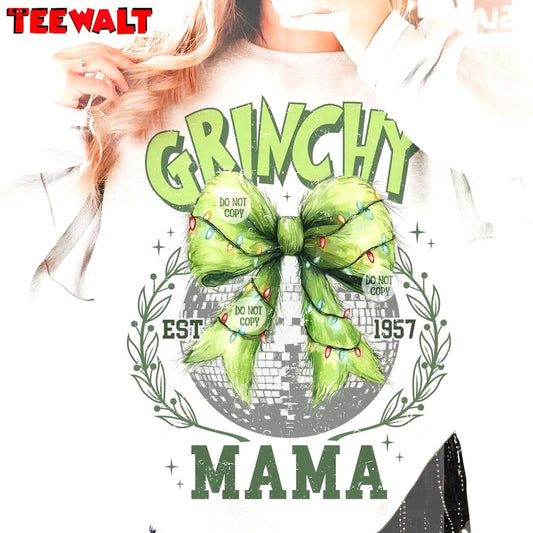 Retro Grinch Mama Christmas Sweatshirt, Trendy Holiday Shirt, For Family,