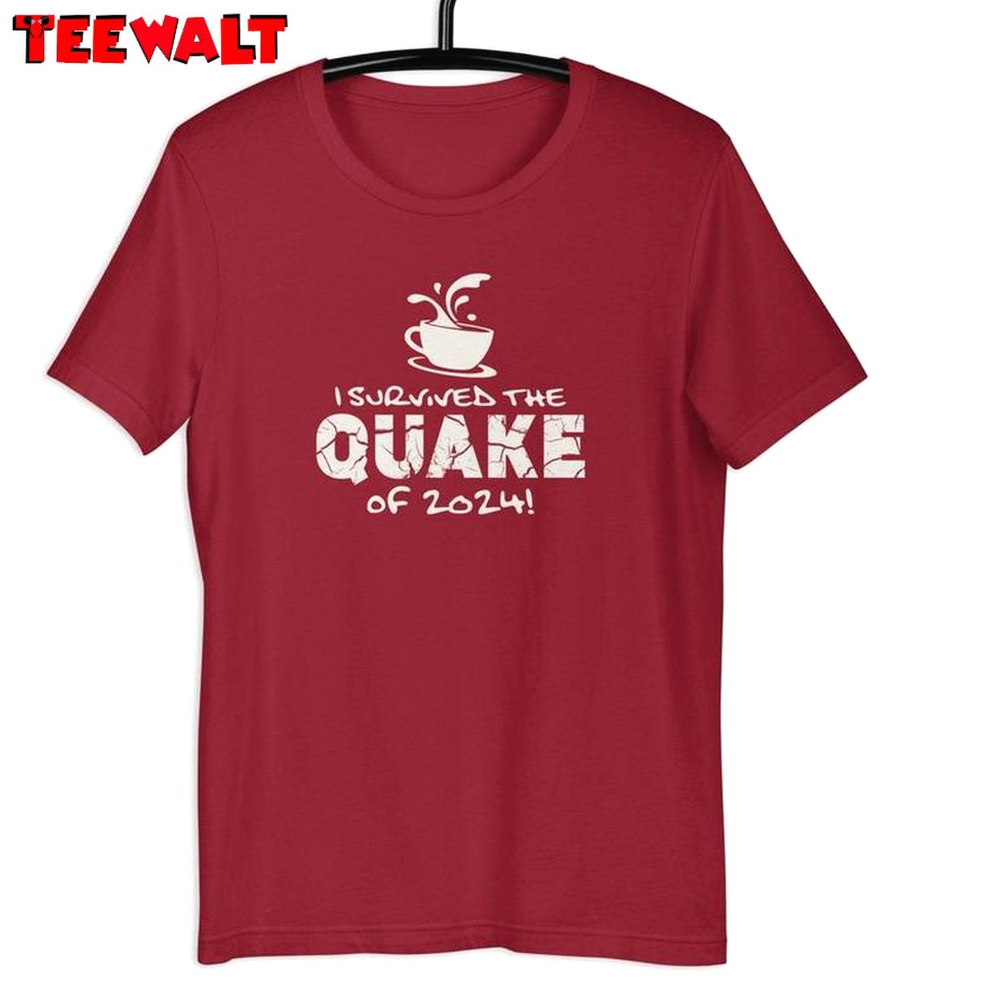 I Survived The Quake Of 2024 Shirt, Cup Of Hot Tea Crewneck Sweat