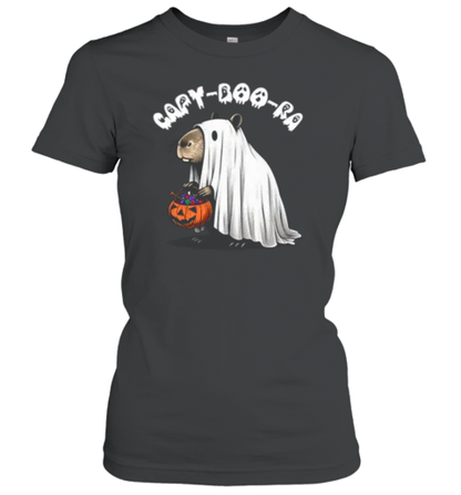 Capybara Ghost with Candy  Cute Halloween Art by Designed By Marty T-Shirt