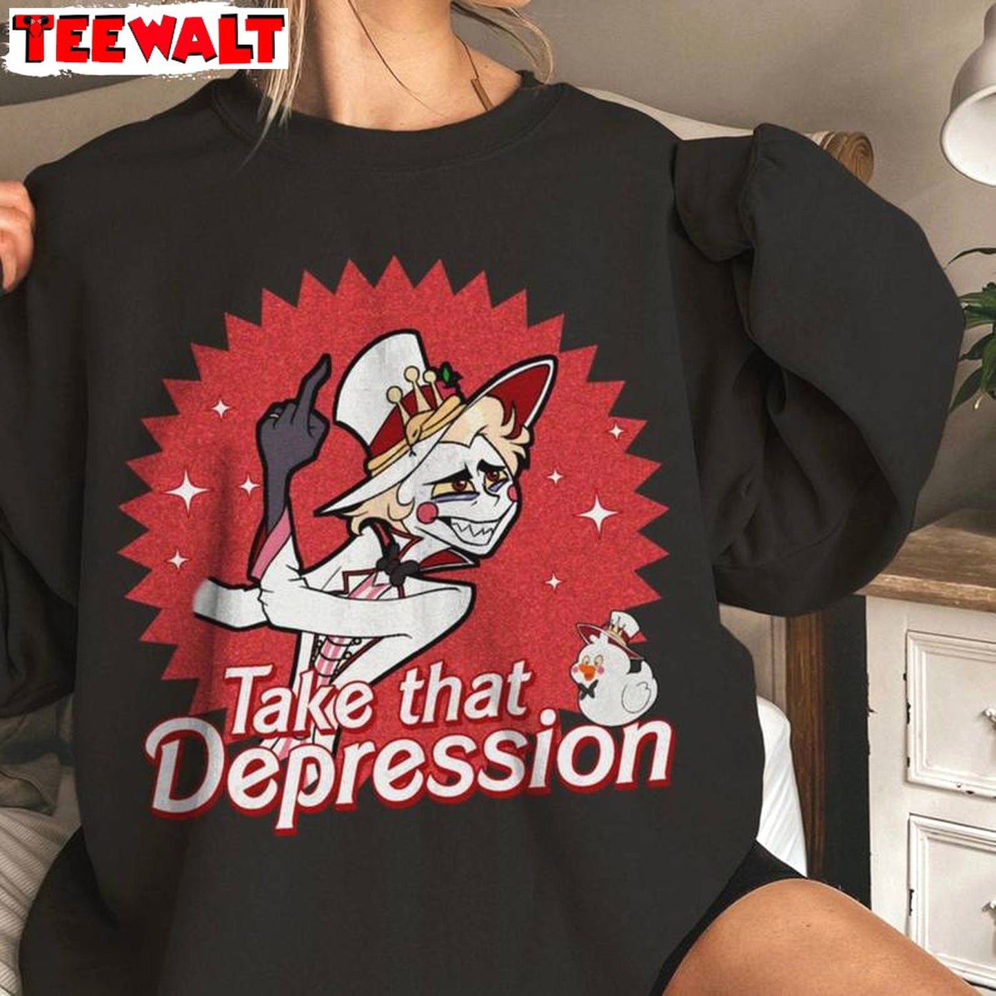 Creative Take That Depression T Shirt , Groovy Hazbin Hotel Shirt Long Sleeve