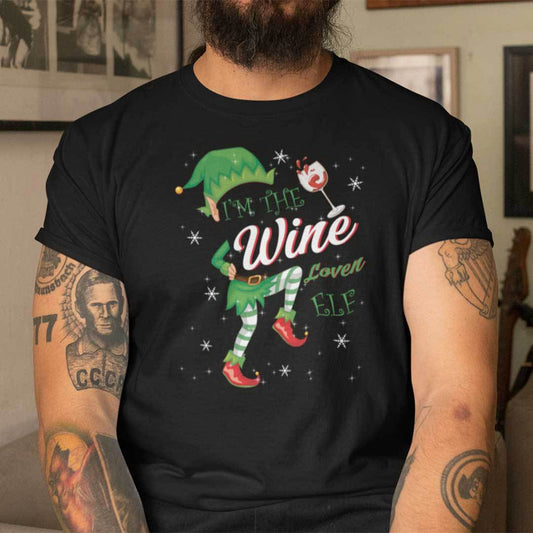 Christmas Wine Glass Shirt I'm The Wine Lover Elf