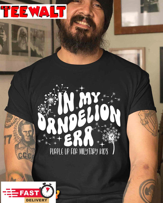 Groovy In My Dandelion Era Purple Up For Military Kids Month T-Shirt