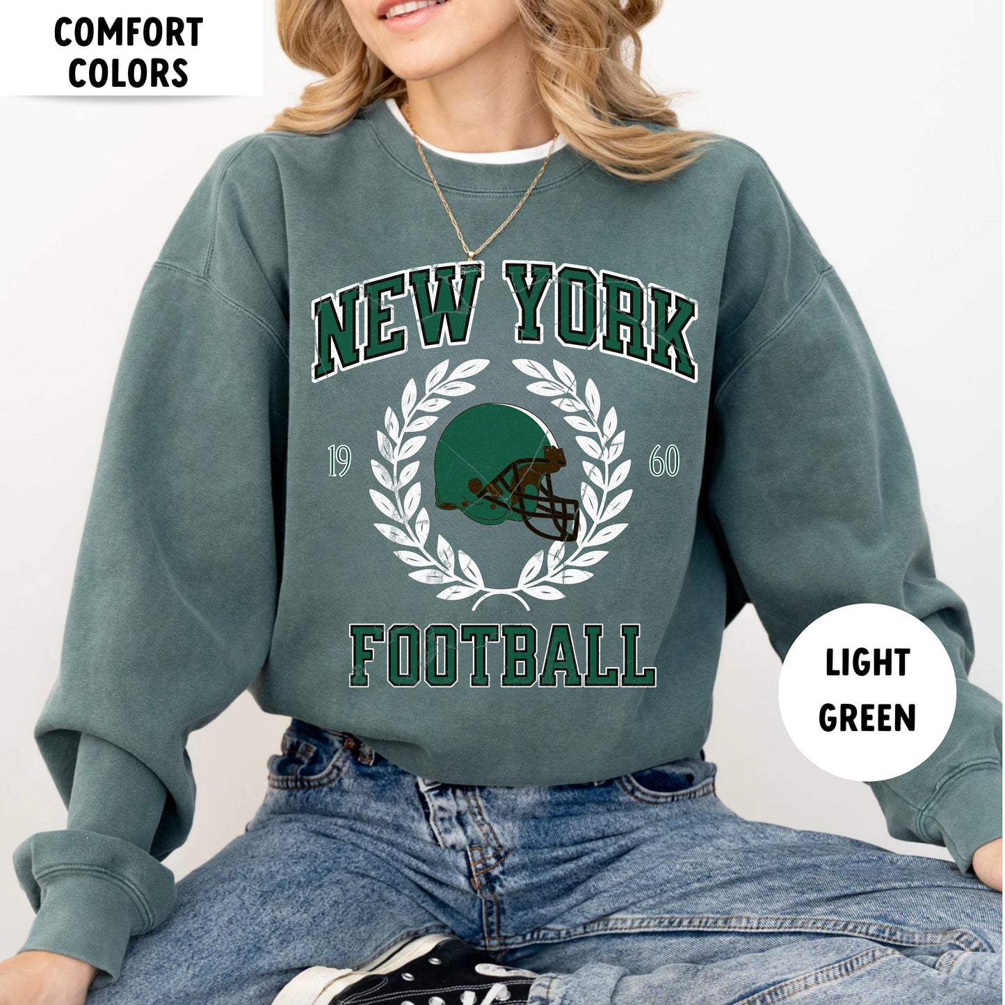 Jets Football Sweatshirt Vintage New York Crewneck Aaron Rodgers Apparel