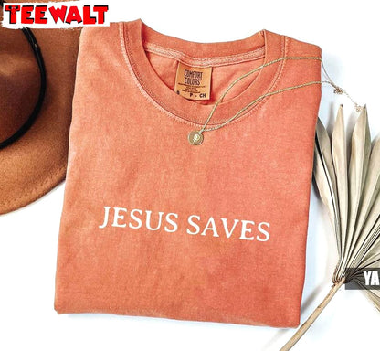 Comfort Colors Jesus Saves Shirt, Trendy Christian Sweater