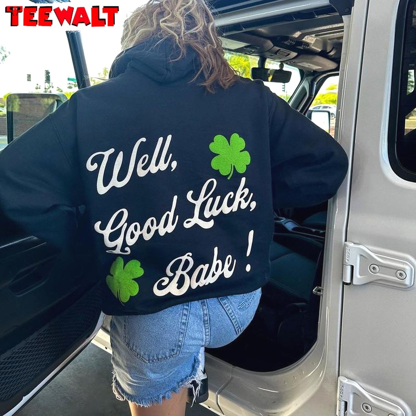 Groovy Good Luck Long Sleeve , Funny Four Leaves Unisex Hoodie Short Sleeve