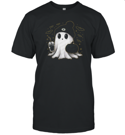 Halloween Green Bay Packers NFL Football Fan Ghost With Pumpkin T-Shirt