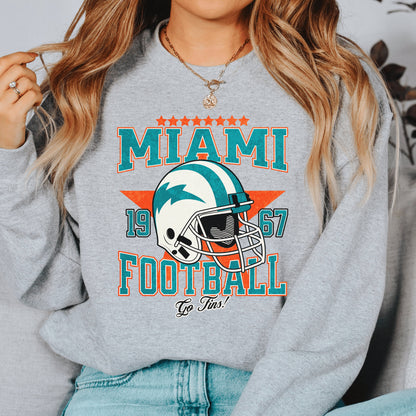 Miami Football Sweatshirt, Vintage Crewneck, Retro Miami Football Gift