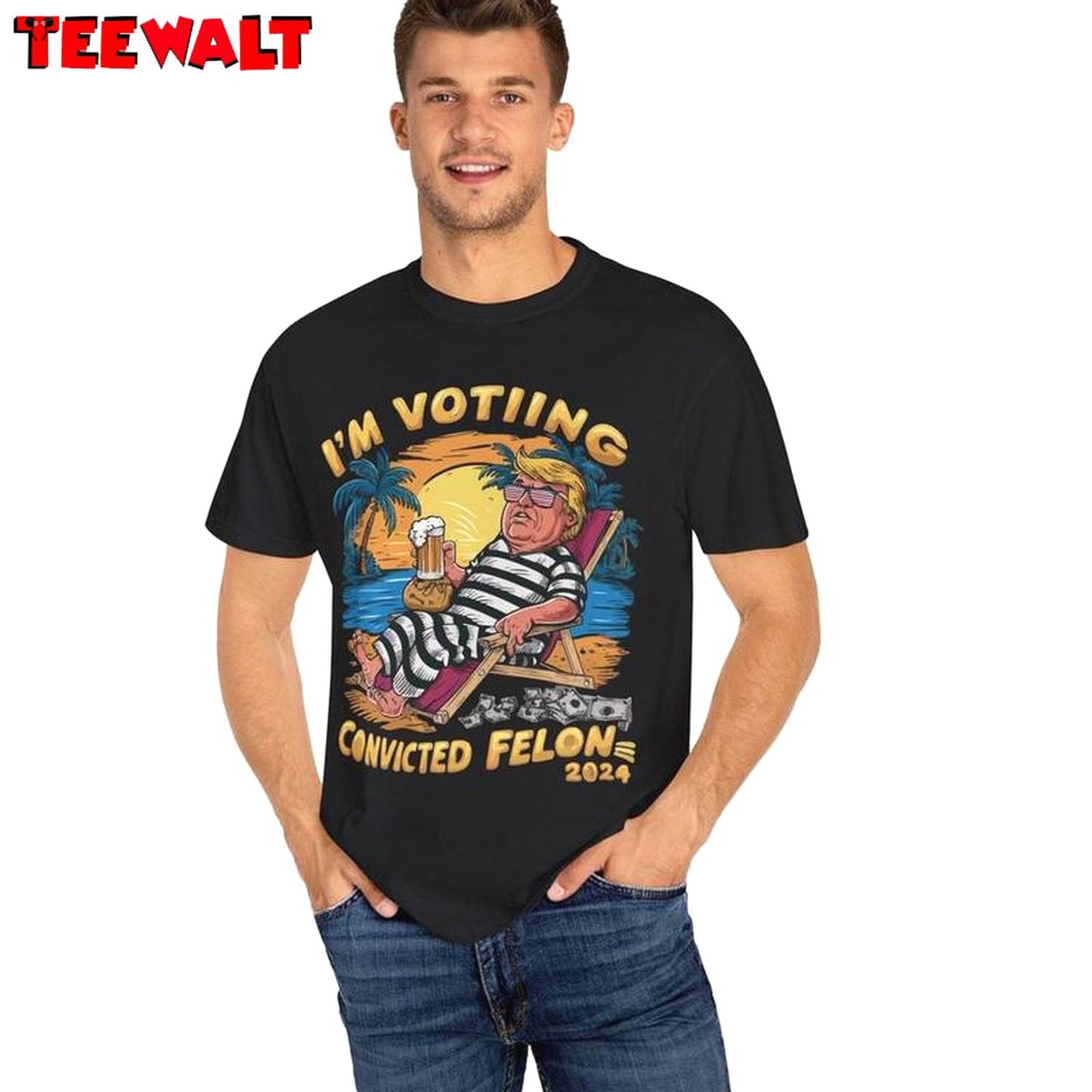 Trendy I'm Voting For The Felon Shirt, Must Have Trump 2024 Unisex T Shirt Short Sleeve