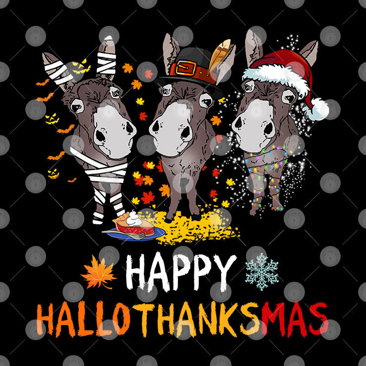 Happy Hallothanksmas Donkey Shirt Happy Halloween Thanksgiving Christmas