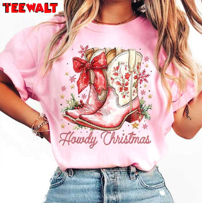 Howdy Christmas Shirt, Coquette Xmas Holiday Sweater